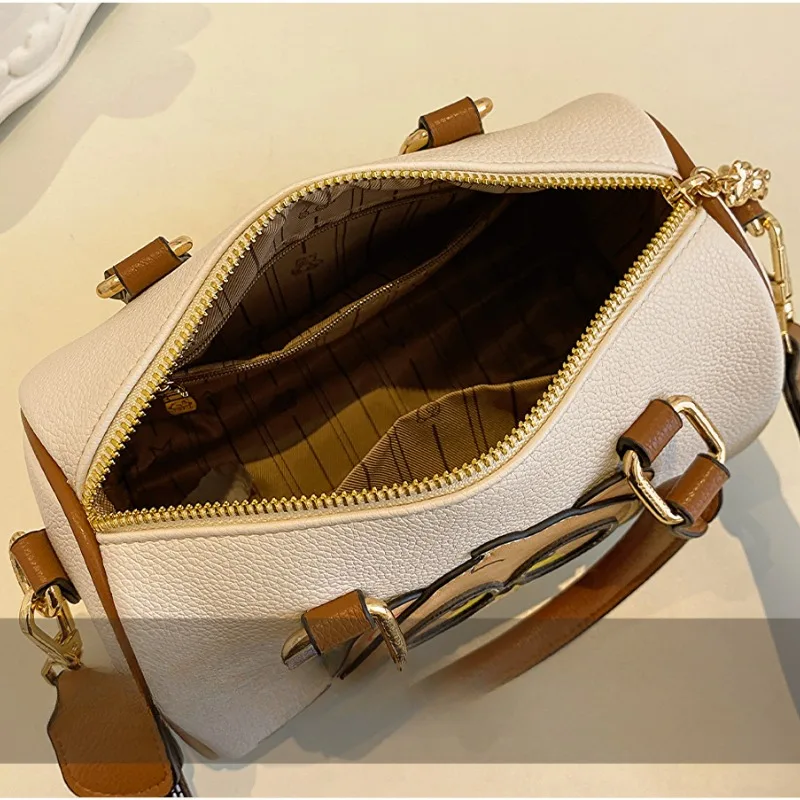 Beibaobao White Handbags Casual Boston Women\'s Bag 2024 New Bear Pattern Design Fashionable Handbag Shoulder Bag Crossbody Bag