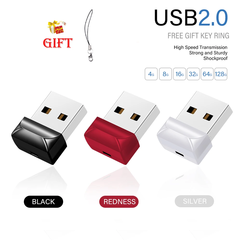 

Mini USB Flash Drive 128GB Free Key Chain Memory Stick 64GB Creative Gift Pen Drive 32GB Real Capacity USB Stick 16GB U Disk 8GB