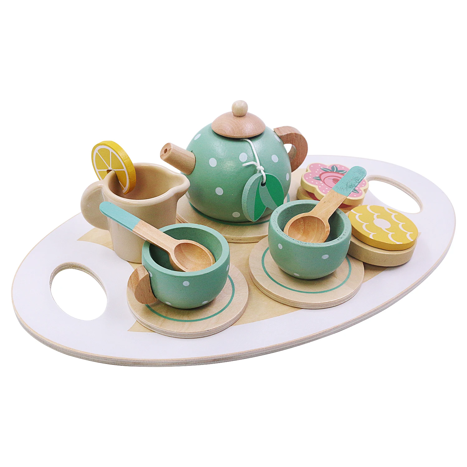 Children's playhouse afternoon tea set meal combination, wooden simulation tea set, teapot, kitchen toy