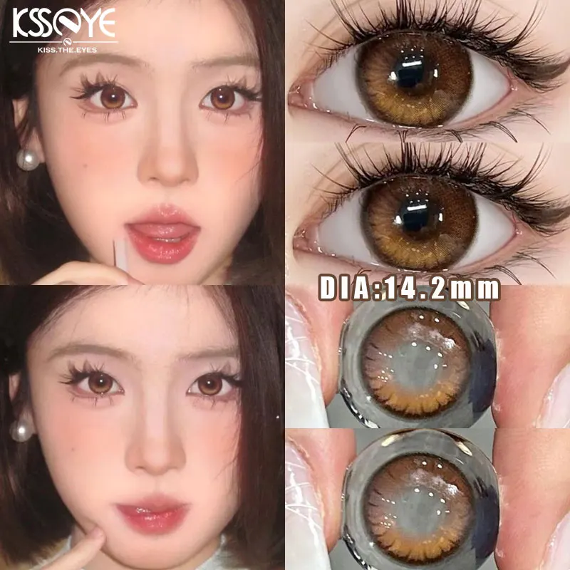 KSSEYE 2Pcs New Eyes Color Contact Lenses with Myopia Diopter Natural Eyes Color Lenses Beautiful Pupil Yearly Use Fast Shipping