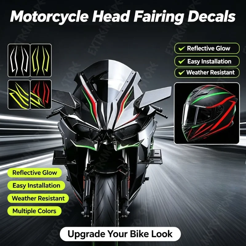Curvy Motorcycle Stickers Motor Electrocar Front End Cowl Headlight Racing Helmet Decoration Durable Weather-Resistant Decals
