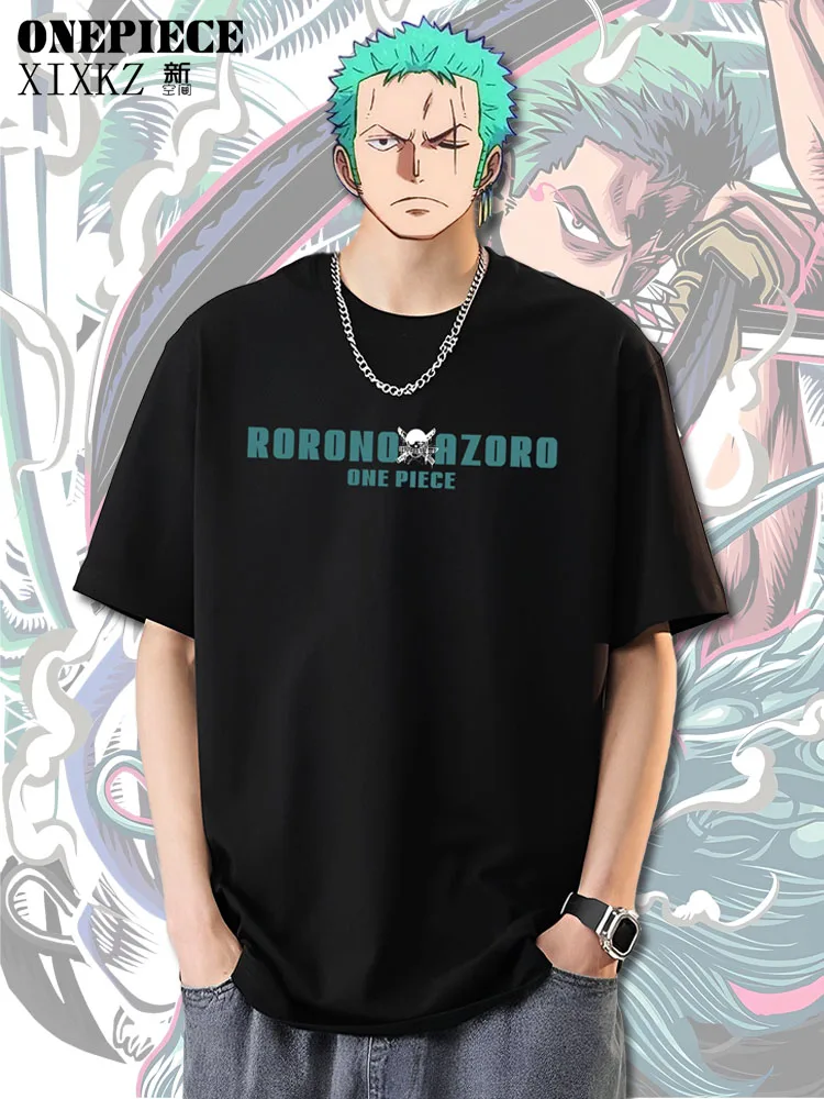 헤비 코튼 원피스 티셔츠 일본 트렌디 브랜드 애니메이션 Ronoya Sauron 패턴 주변기기 루즈 반소매