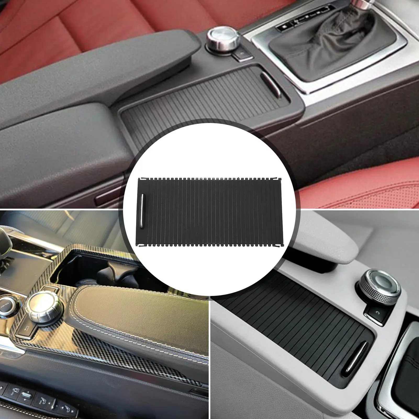 Center Console Roller Blind Cover Cup Holder Zipper Sliding Shutters Replacement for Mercedes‑Benz W204 Clase C C180 C200