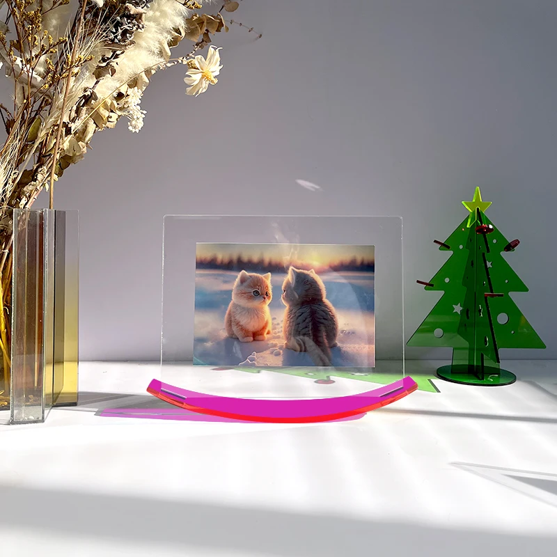 Acrylic Picture Frame Color Photo Frame Iridescent Acrylic Frameless Picture Frame Modern Home and Office Décor Tabletop/Desktop