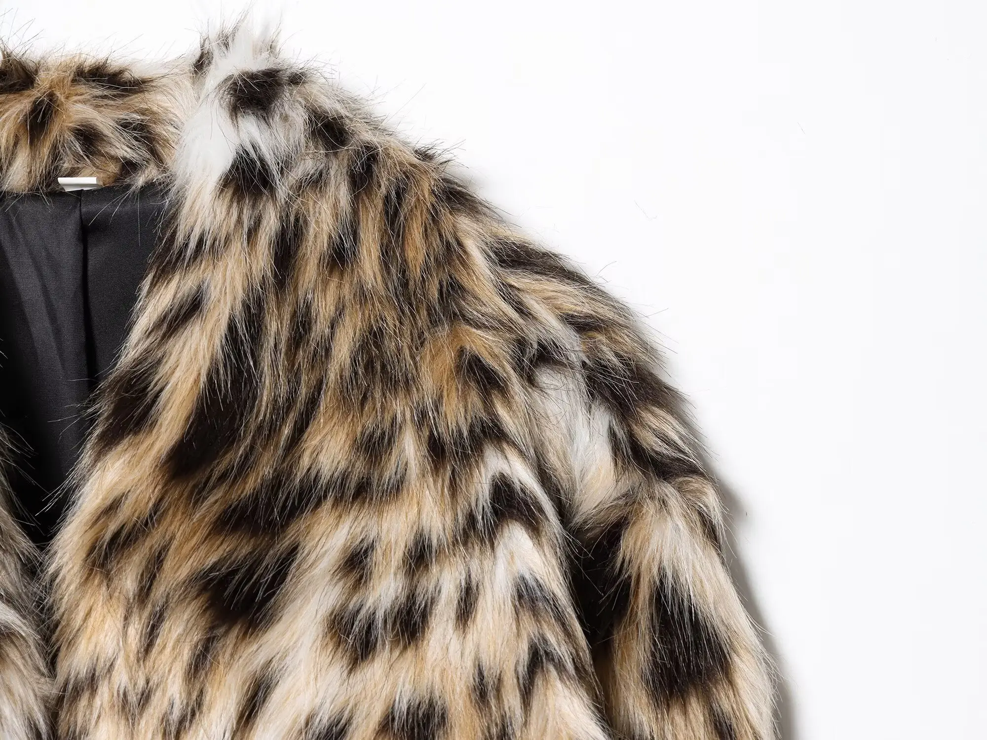 Maxdutti البريطانية موضة المرأة ليوبارد طباعة فو الفراء معطف سترة المرأة لفصل الشتاء سترة نسائية ملابس امرأة بلايز #5