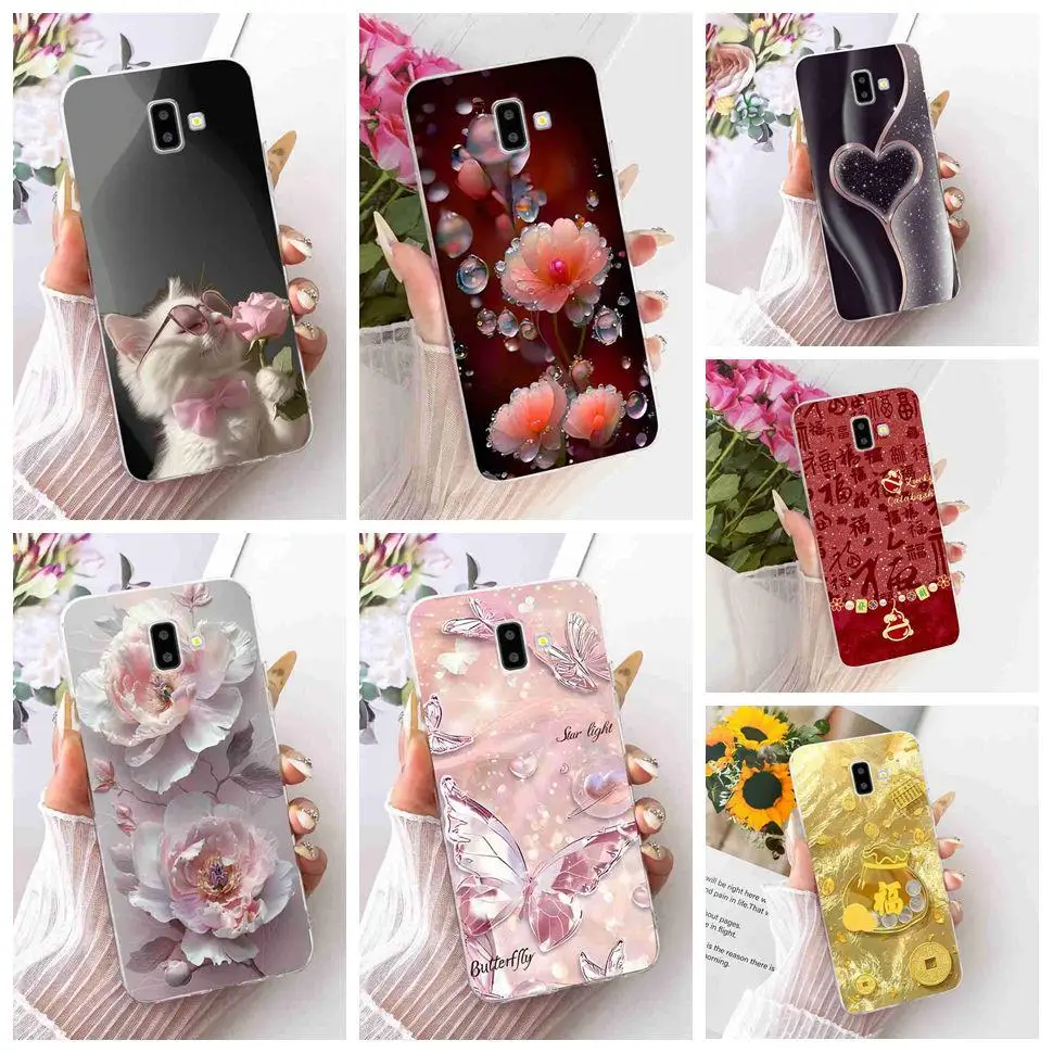 For Samsung Galaxy J6+ 6.0" Case Beautiful Painting TPU Clear Cover Silicone For Samsung J6 Plus SM-J610F Protection Cases