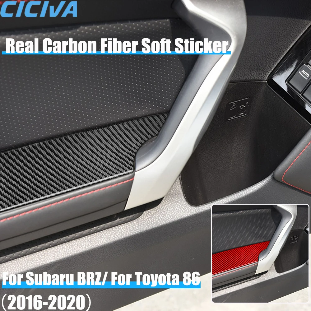 Автомобильные аксессуары из настоящего углеродного волокна, чехол на подлокотник передней двери, мягкая наклейка для Subaru BRZ Toyota 86 GT86 2016 2017 2018 2019 2020 Автомобильные аксессуары из настоящего углеродного волокна, чехол на подлокотник передней двери, мягкая наклейка для Subaru BRZ Toyota 86 GT86 2016 2017 2018 2019 2020