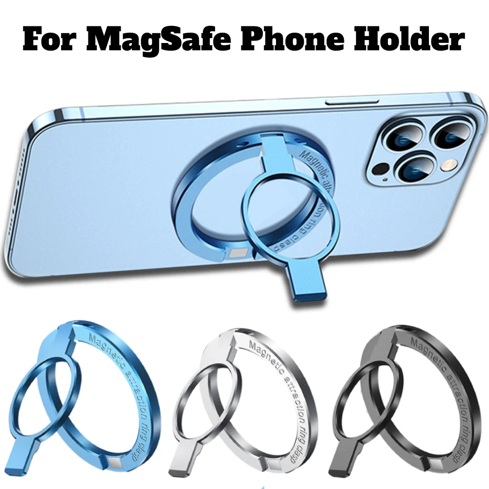 Magnetic Phone Holder For MagSafe Removable Foldable 360 Degree Cell Phone Metal Finger Ring Grip Kickstand For iPhone 12 13 14