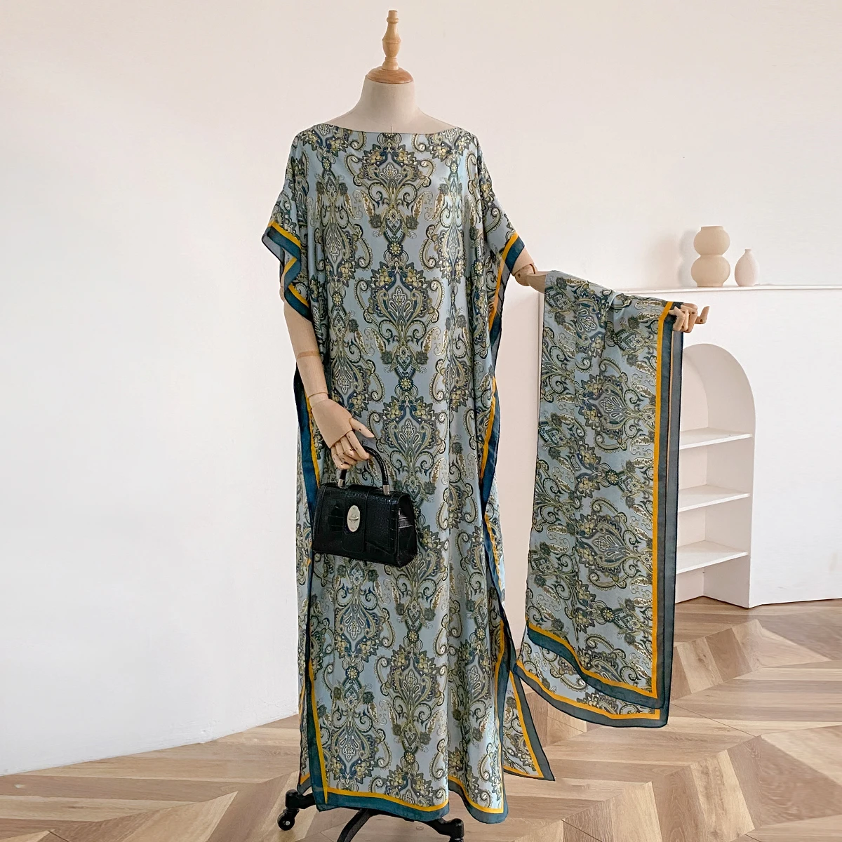 فساتين أفريقية عصرية جديدة للشاطئ للصيف للنساء أنيقة مطبوعة للسيدات المسلمات فستان طويل حجاب قفطان عباية كويت كبيرة الحجم #5