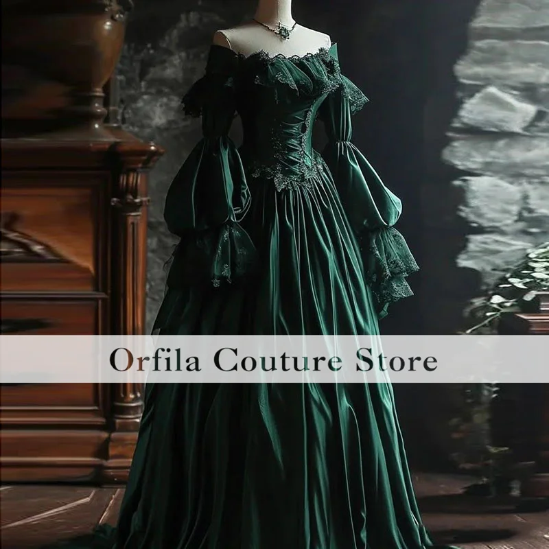 Gothic Vampire Green Prom Dress 2026 Enchantress A Line Halloween Evening Dress Victorian Formal Party Gown Customized