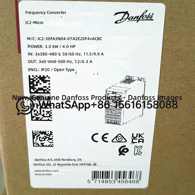 Danfoss VFD Inverter Drive IC2-30FA3N04-07A2E20F4 ACBC 132L6120 3KW Variable Frequency Converter Motor Speed Controller