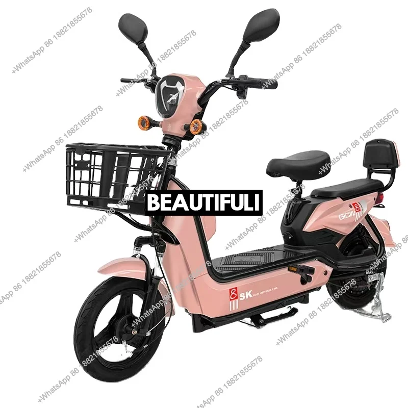 Electric Leisure Bicycle with Carbon Steel Frame & 48v 350W Motor Power Drum Brake Sturdy & Convenient 60km Range City Cylinder