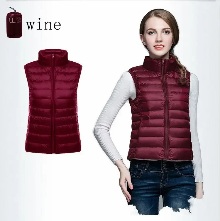 New Women Sleeveless Women\'s Ultra Light Down Vests Slim Jacket Girl Gilet Plus Lightweight Windproof Warm Waistcoat Women Vest