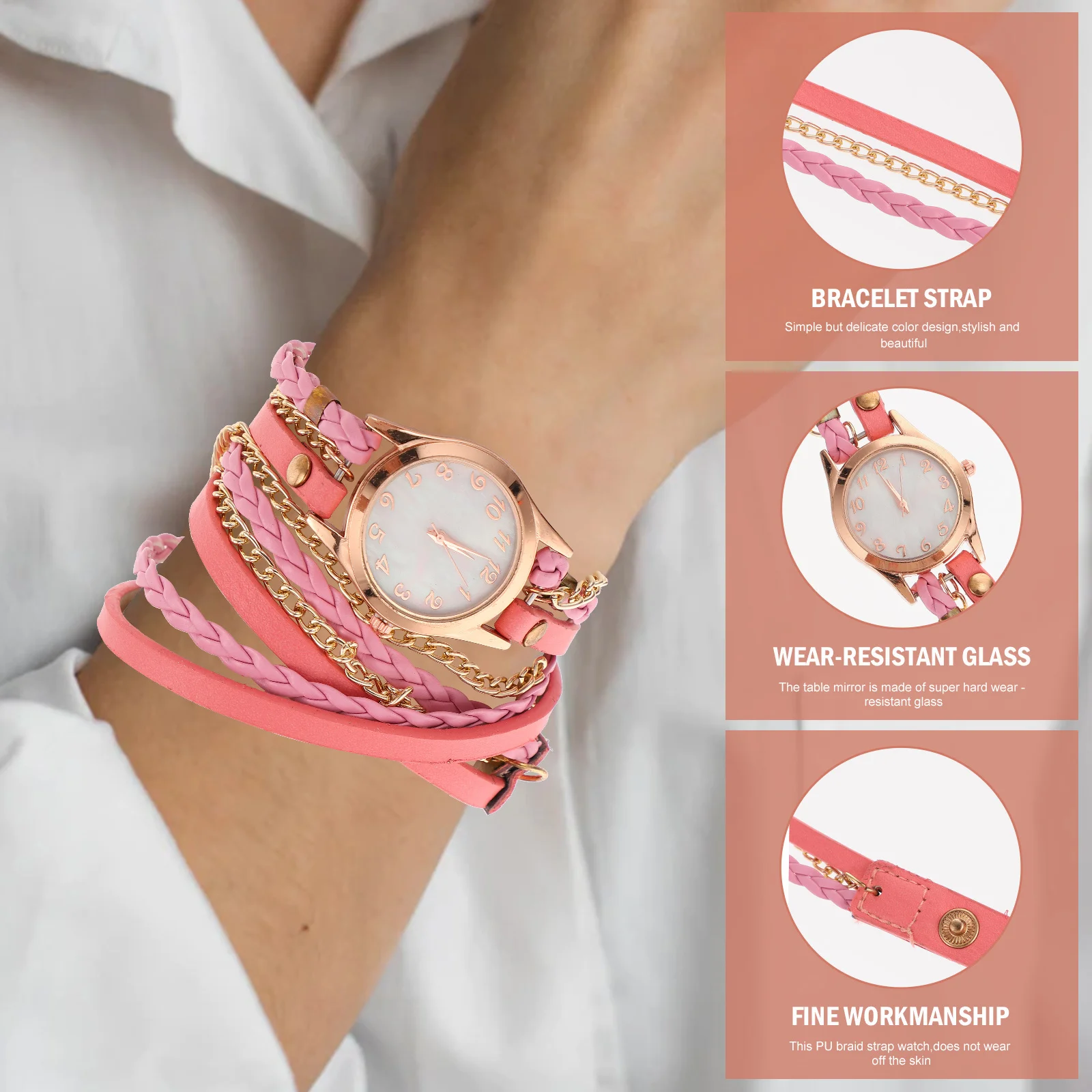 

Women Daily Watch Delicate Braid Strap Lady Bracelet Wrist Chain Style Watches For Women Birthday Gift Festival