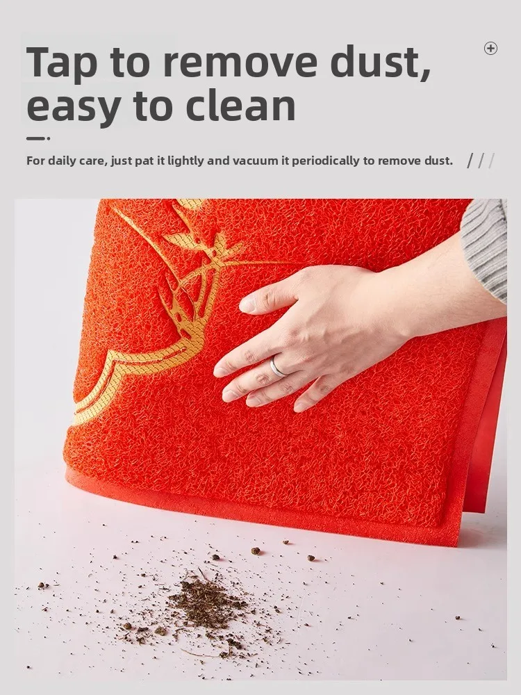 Ele-alfombra para puerta de entrada Floral, antideslizante, fácil cuidado, alfombra roja para puerta, tejido hine, resistente al polvo y al desgaste