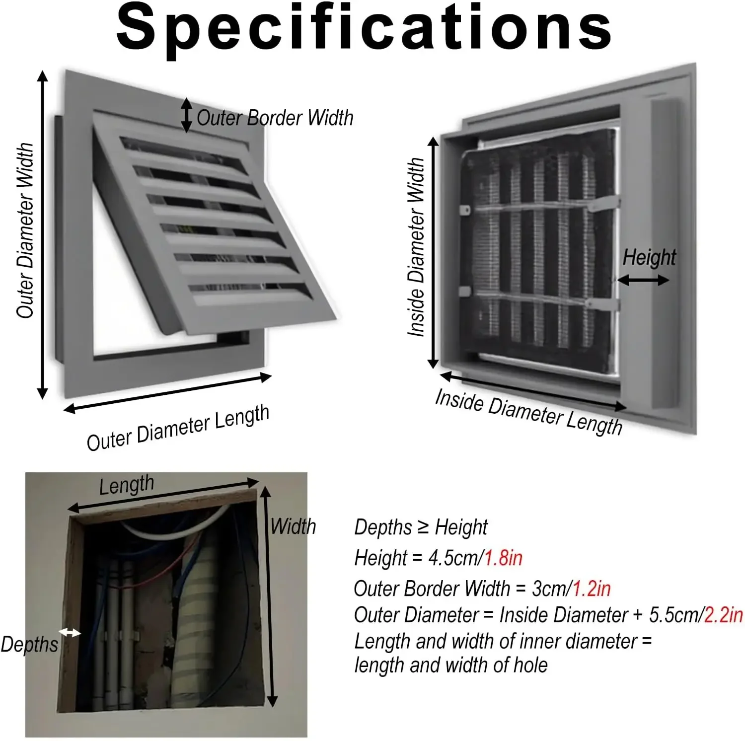 Durable Aluminum Alloy Access Panel for Future Maintenance and Inspection - Decorative Louvered Door for Plumbing(Gray,50x80cm)