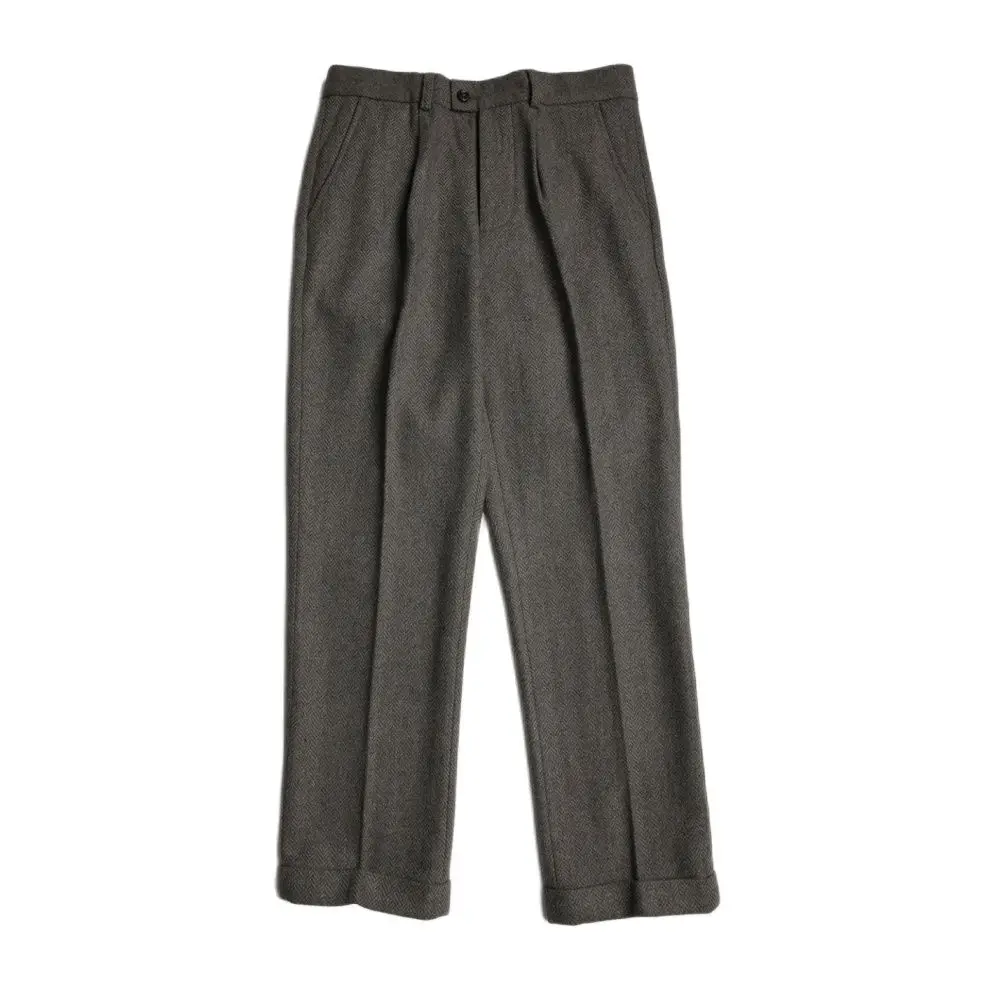 

Men's Tweed Pants Green Grey Classic Elegant Style Vintage Trousers Wedding