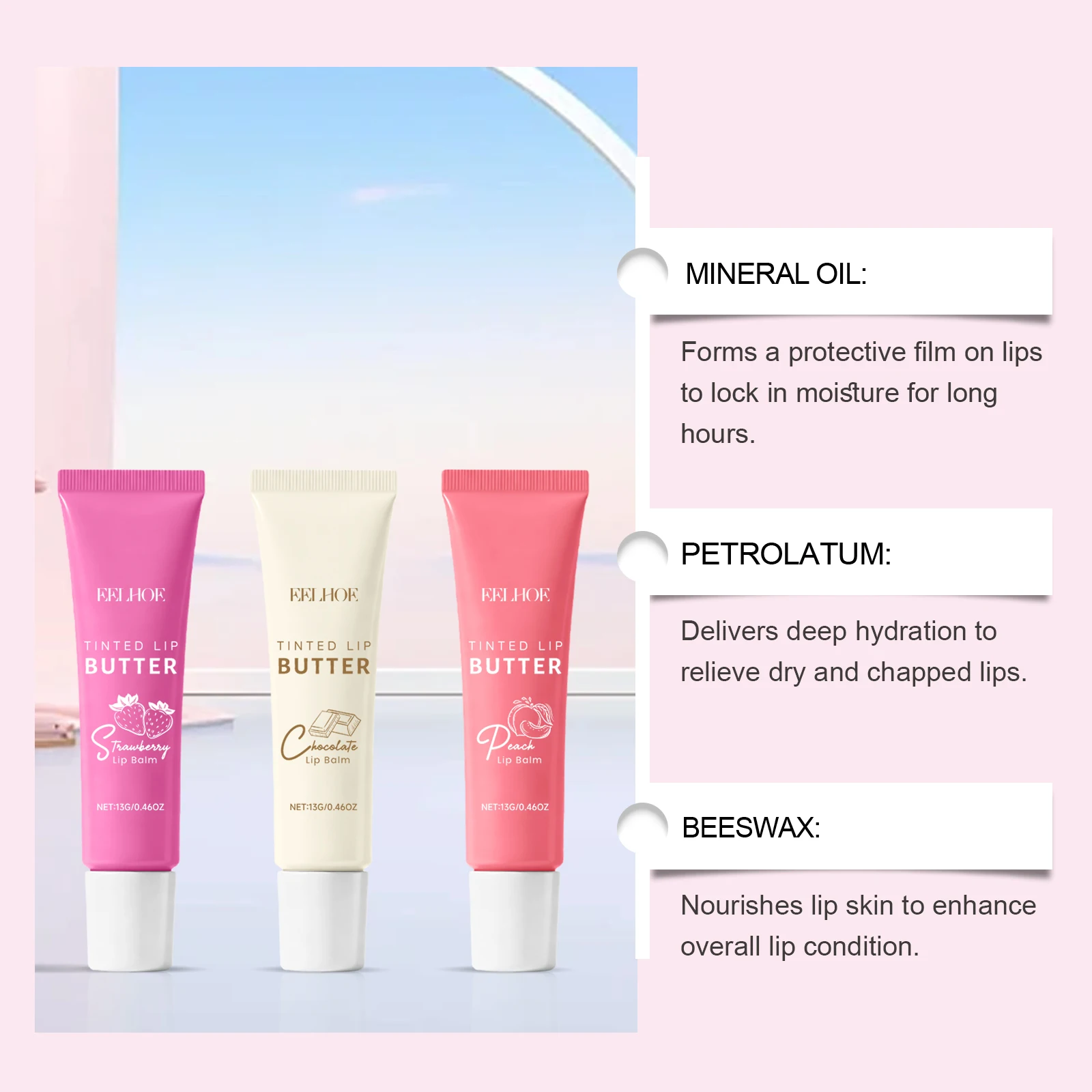 Getöntes Lippenbalsam-Set – feuchtigkeitsspendend und aufpolsternd, sorgt für vollere Lippen, nährt sanft die Lippenhaut und das Lippenpflegeset