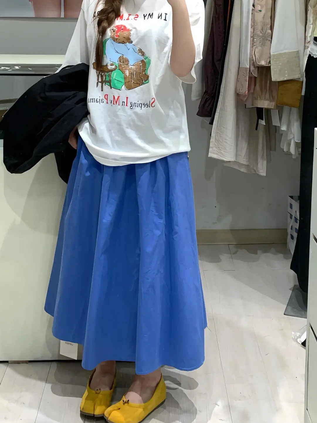 

Retro Slim A-Line Midi Skirt Women's Fashion Summer New Loose Wide Hem Umbrella Skirt High Waist Polyester Fiber Casual Wear
