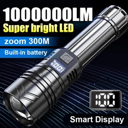 2024 High Power Led Flashlight 1000000LM Powerful Flashlight ABS Portable Rechargeable Led Lamp 2000mah Emergency Camping Torch