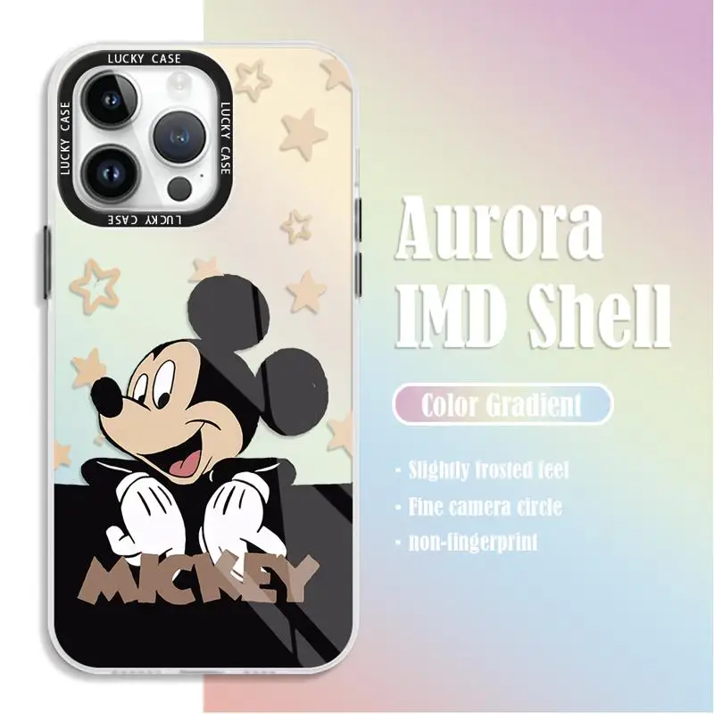 Mickey Mouse Winnie Saisy Duck Phone Case for iPhone 15 14 13 Pro Max 12 11 XR XS X 8 7 Plus Holographic Iridescent Laser Funda