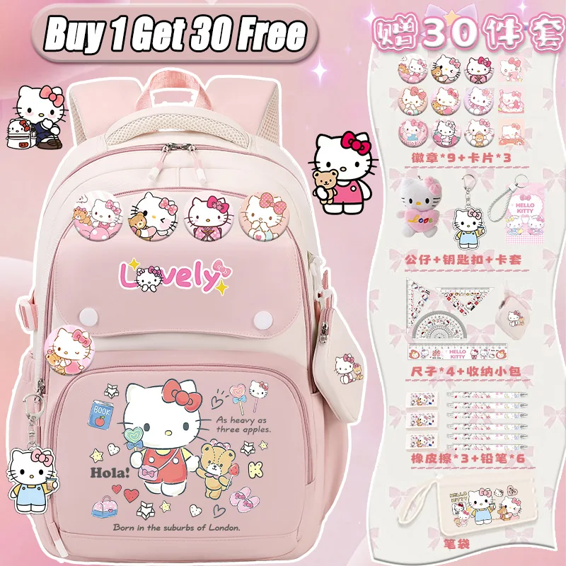 Hello Kitty Backpack 2025 New Model Cute Girls Backpack Luxury Large Capacity Lightweight Backpack Teenage School Bag