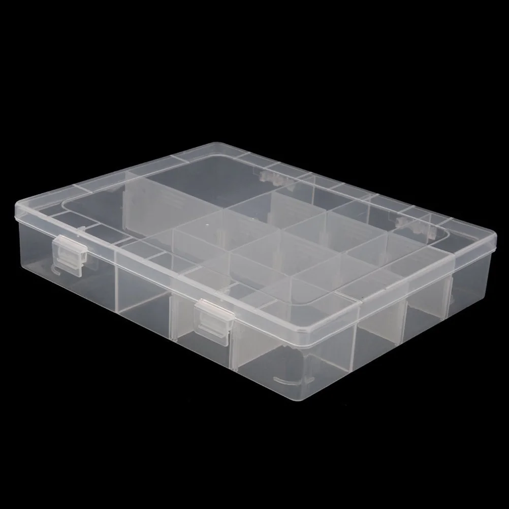 

Jewelry Storage Box 21*17*4Cm Transparent Pp Clear Container Removable Dividers Adjustable For Earrings Rings Beads Pills