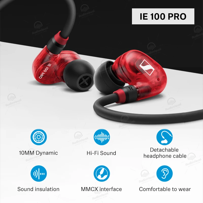 Sennheiser IE 100 PRO 10MM Dynamic HiFi Sound In-Ear Wired Headphones Detachable Head Cable Music Headphones Sound Insulation