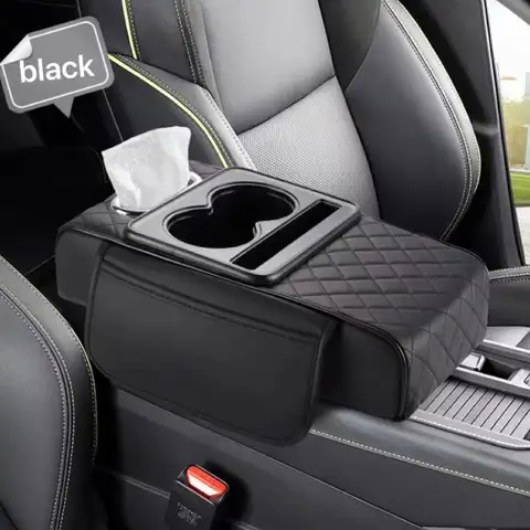 Auto Center Console Armrest Height Pad, Armrest Cushion Cover with 2 Cup Holders, All-Season Car Armrest Pillow Protector