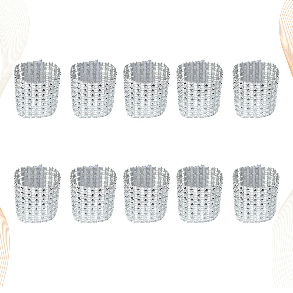 40Pcs Elegant Napkin Rings 8 Row Simulated Diamonds Luxury Party Napkin Buckle Wedding Birthday Home Decoration