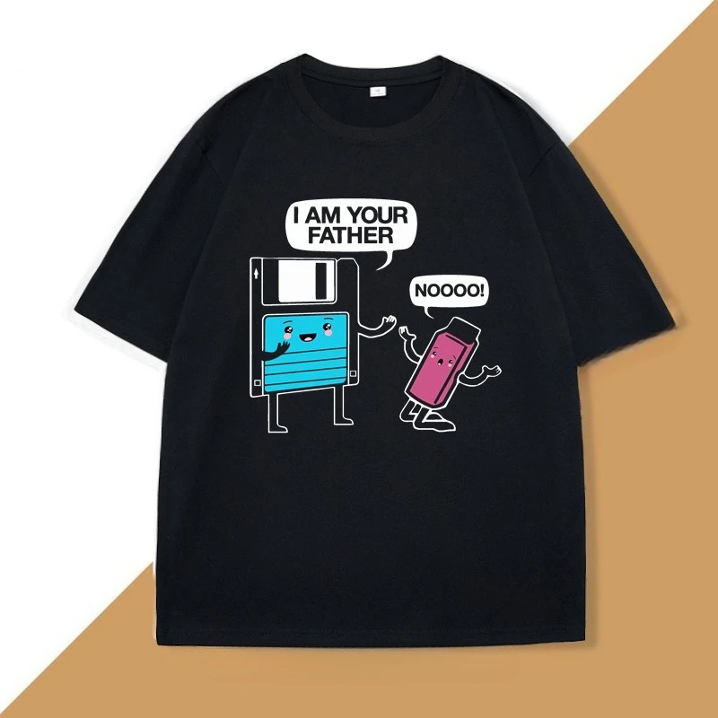 T-shirt « Je suis votre père » pour hommes et femmes, t-shirt amusant sur le thème des disquettes, t-shirt d'ingénieur en informatique, t-shirt pour technicien informatique, hauts à manches courtes