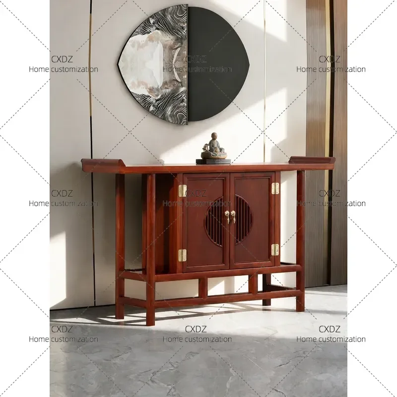 New Chinese Style Solid Wood Entrance Table Customizable Elm Console Table Modern Simple Light Luxury Entryway Hallway End