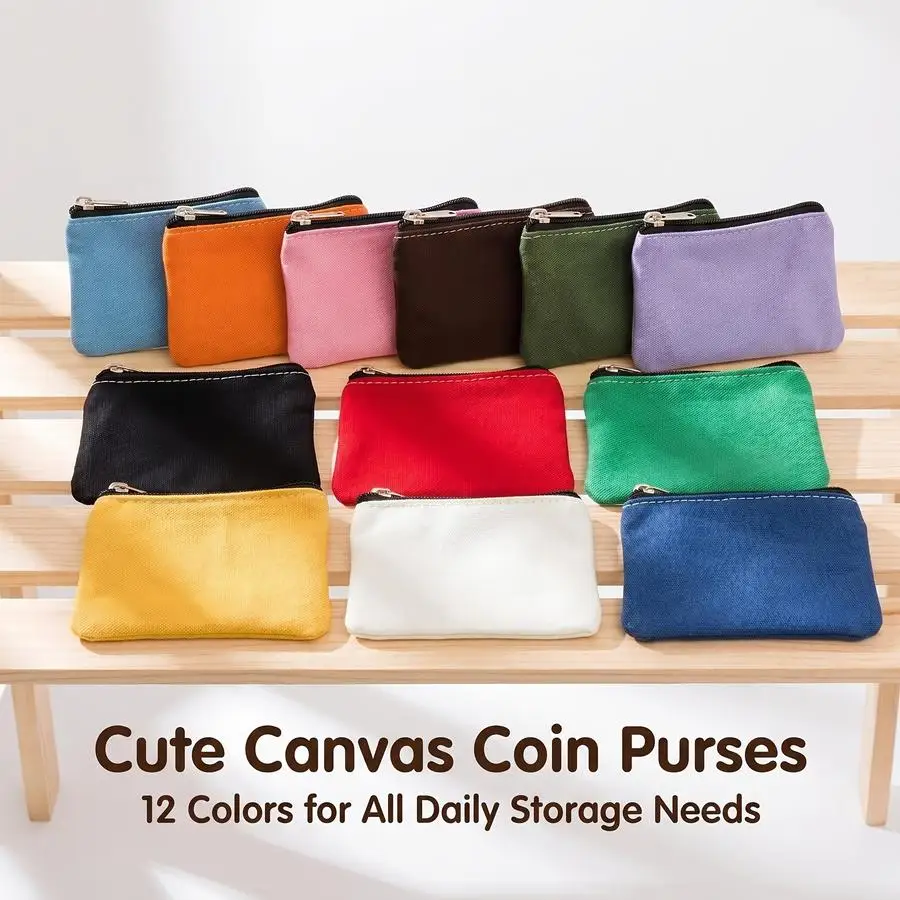 1/5/10/20/50/100pcs Zipper Coin Purse, Card Holder Coin Pouch, Fabric Storage Pouch for Keys and Earphones, Bag, Simple Student