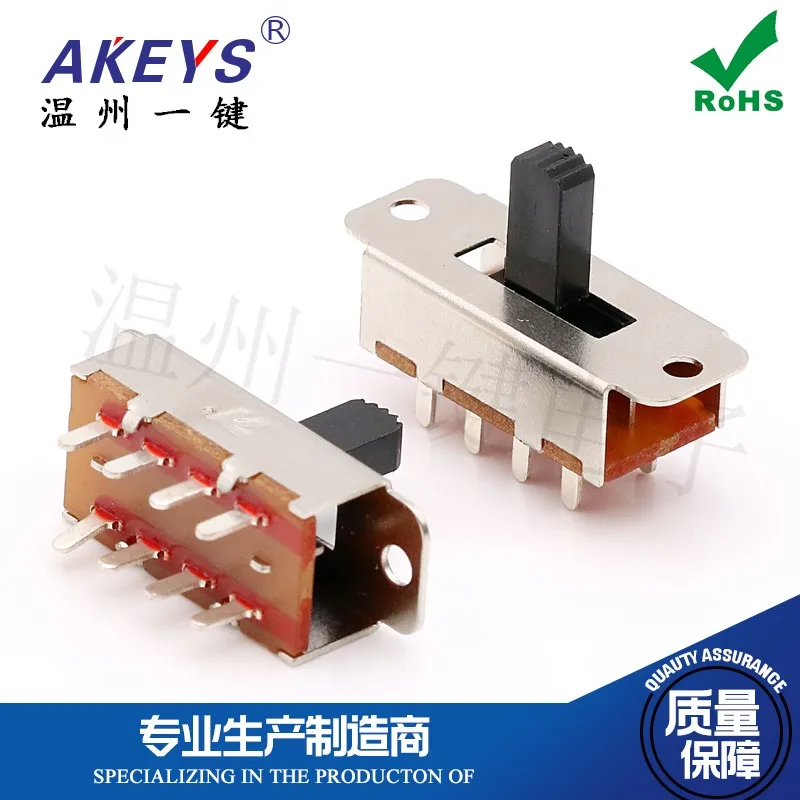 10 pcs SS-23I01 (2p3t)-G10 8-Leg 3-Speed Vertical Toggle Switch with Mounting Ear High Current Sliding Switch