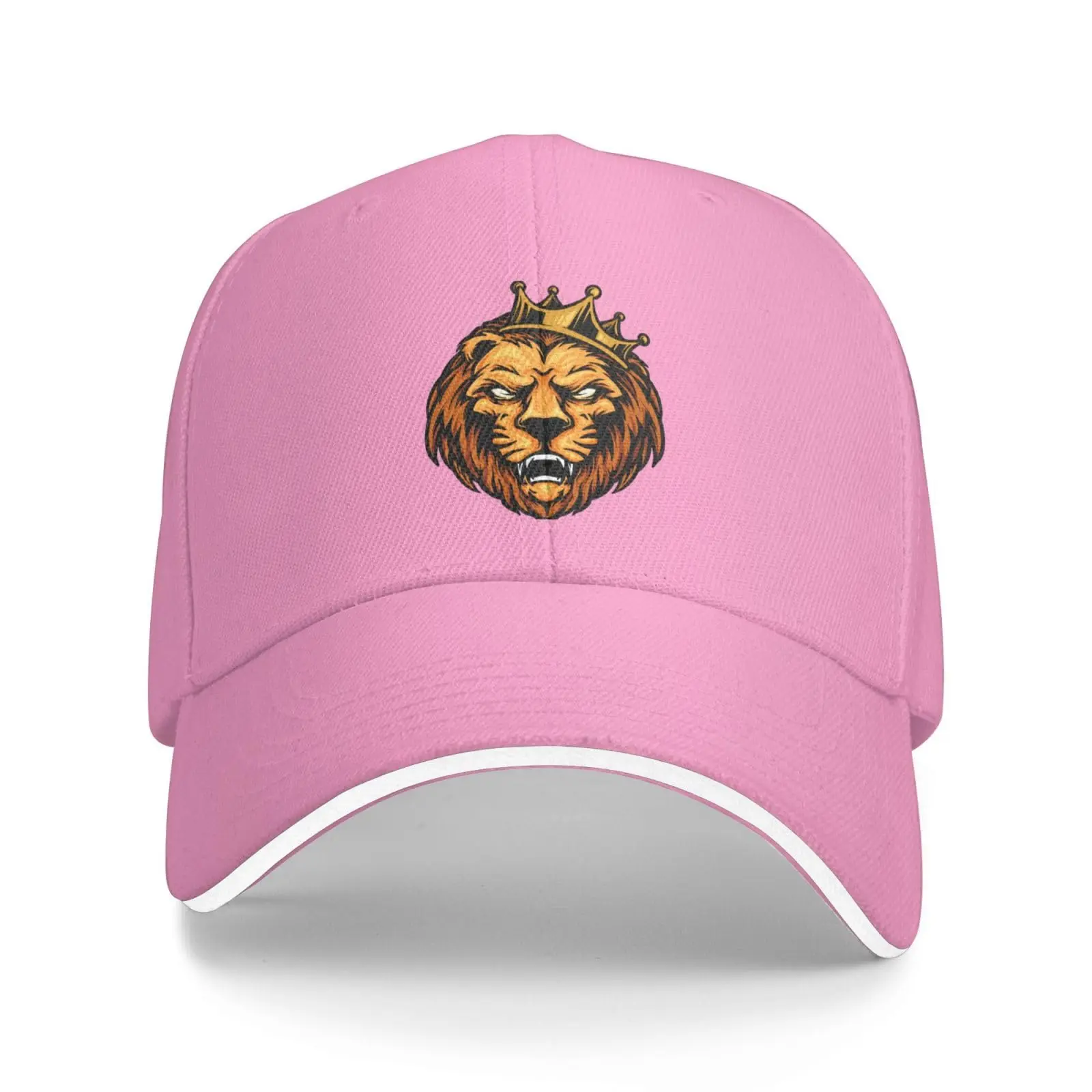 

Lions King Head Baseball Cap Sandwich Brim Hats for Men Women Adjustable Dad Caps