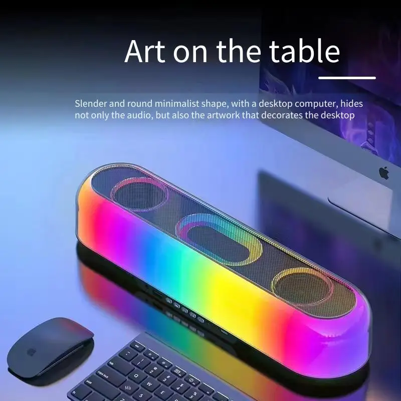 

Новый цветной Bluetooth-динамик TWS с RGB-подсветкой, многофункциональная аудиосистема с сабвуфером большой громкости, уличный настольный компьютер