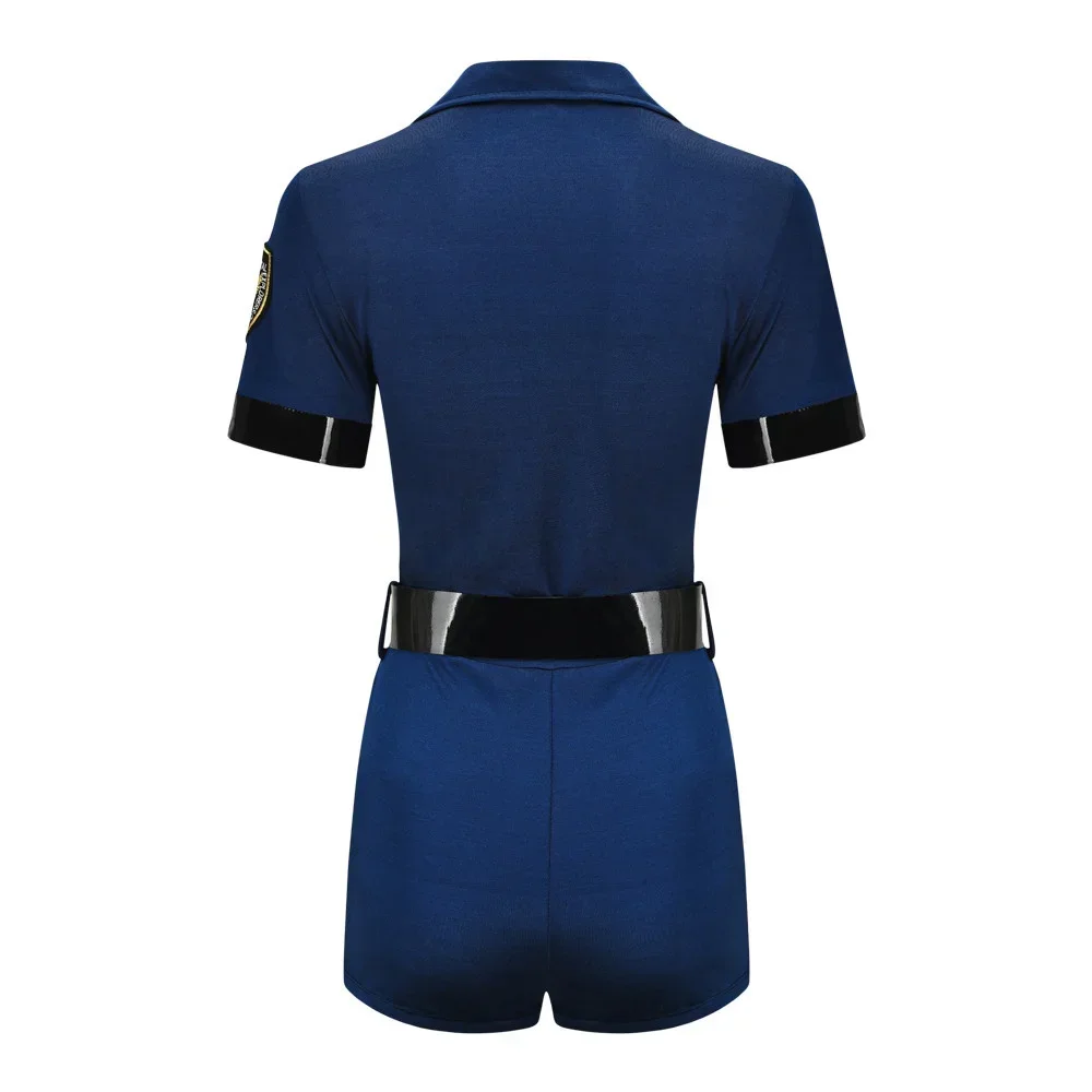 Uniforme Sexy Policial para Mulheres, Policial Halloween Costume, Fantasia Halloween Vestido, Cosplay Adulto, Vestido de Festa, S-XXL