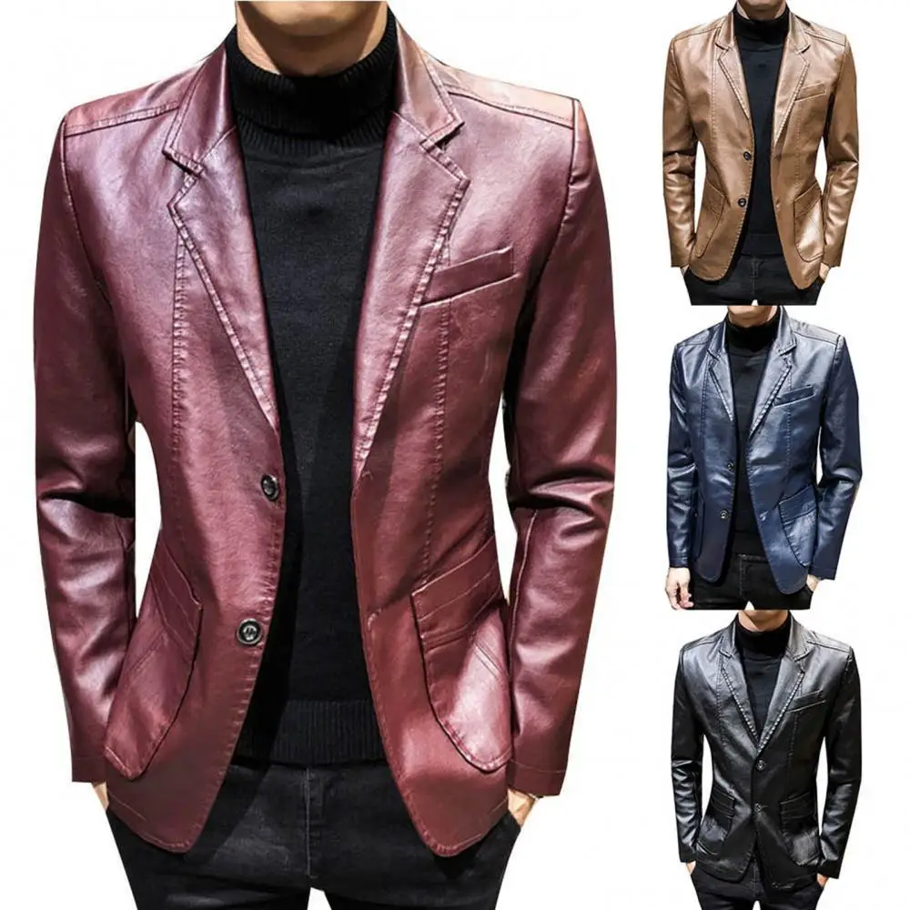 Men Leather Suits Jackets Blazers Jackets Coats New Fashion Male Slim Fit PU Leather Overcoats Blazers Jackets Coats Size 4XL