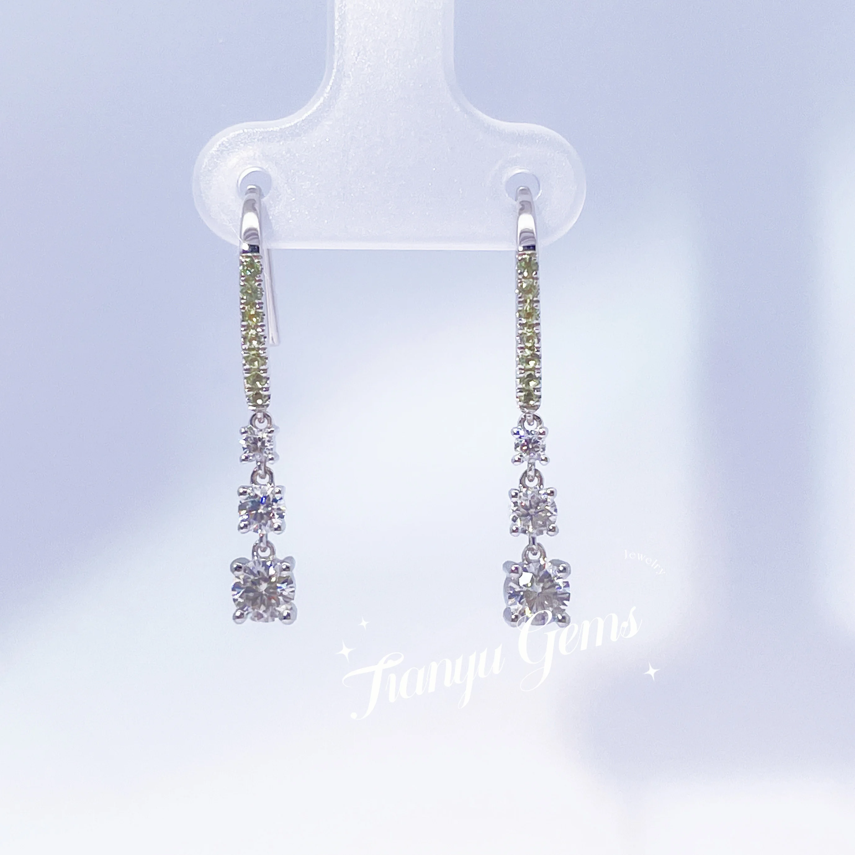 Tianyu Gems 1 Carat DEF Moissanite Hook Earrings Women 10k 14k 18k White Gold DEF Diamonds Wedding Drop Earring Custom Jewelry