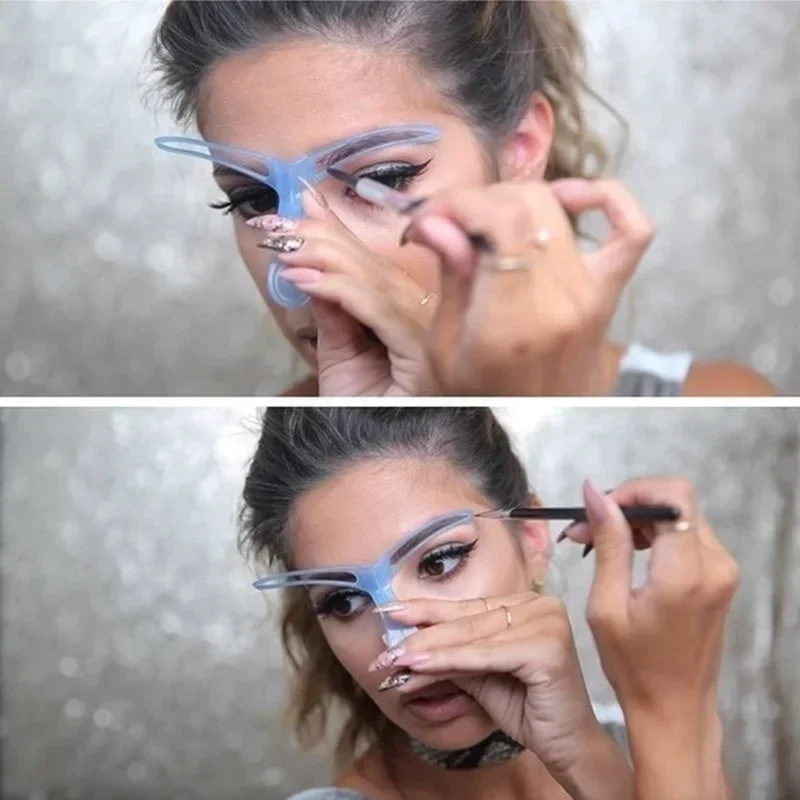 Modello di trucco riutilizzabile per modellare le sopracciglia da 8 pezzi Pratico strumento per sopracciglia in plastica senza cuciture per uso domestico Kit per lo styling delle sopracciglia