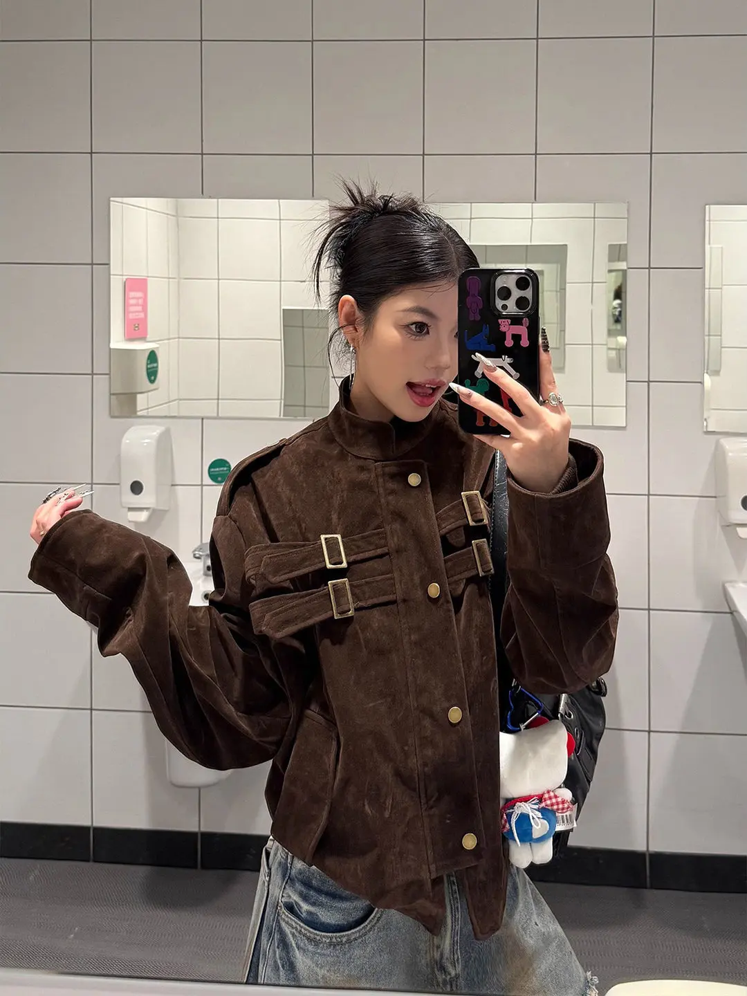 Brown Suede Workwear Jacket Short Style for Men And Women Youthful American Retro Barn Wind Coat Youth Popular Loose Fit Long...