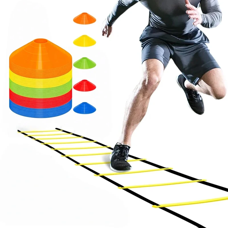 Échelle d'agilité de 6 m et plaque d'entraînement de football amovible pour l'entraînement de vitesse, la flexibilité sportive, l'entraînement de football portable et l'agilité.
