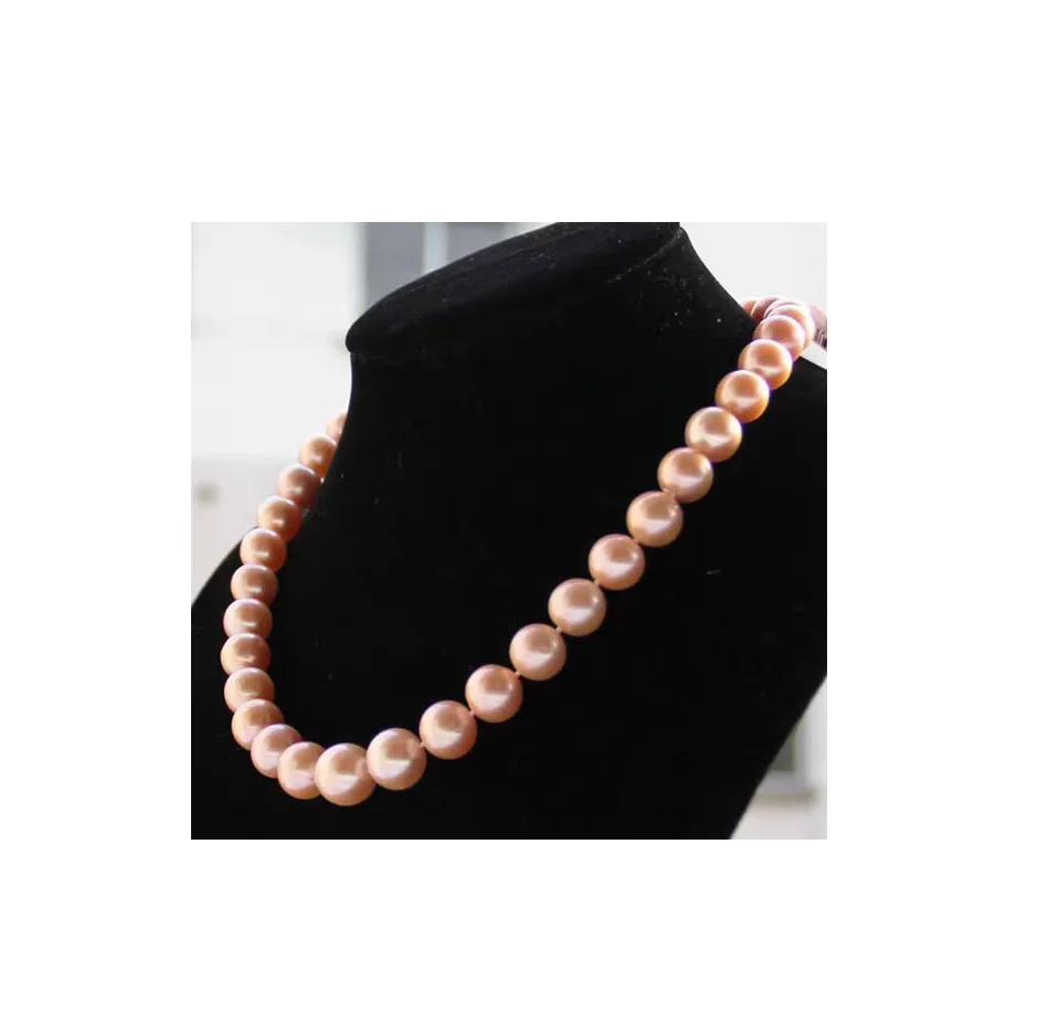 

Charming 6-8m Round Pink Pearl Necklace 925 Sterling Silver Free Shipping for Women Girls