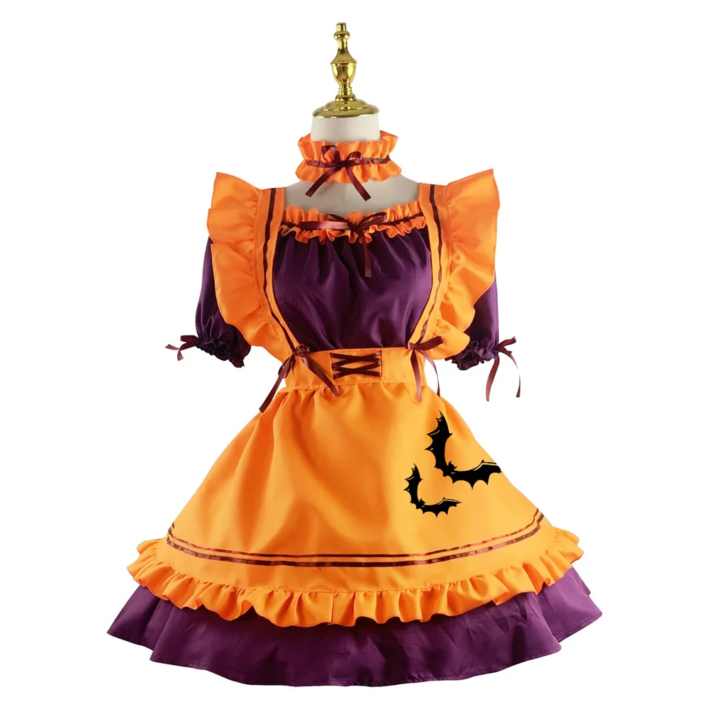 

Halloween Party Maid Cosplay Vestido Lolita Princesa Pumpkin Suit Restaurant Role Play Dress Embroidery Anime Costume Outfits