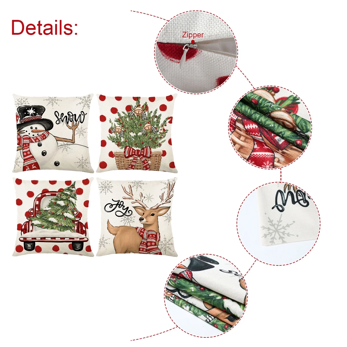 Christmas Linen Cushion Cover Navidad Merry Christmas Decorations For Home 2024 Xmas Noel Cristmas Ornaments New Year Gifts 2025