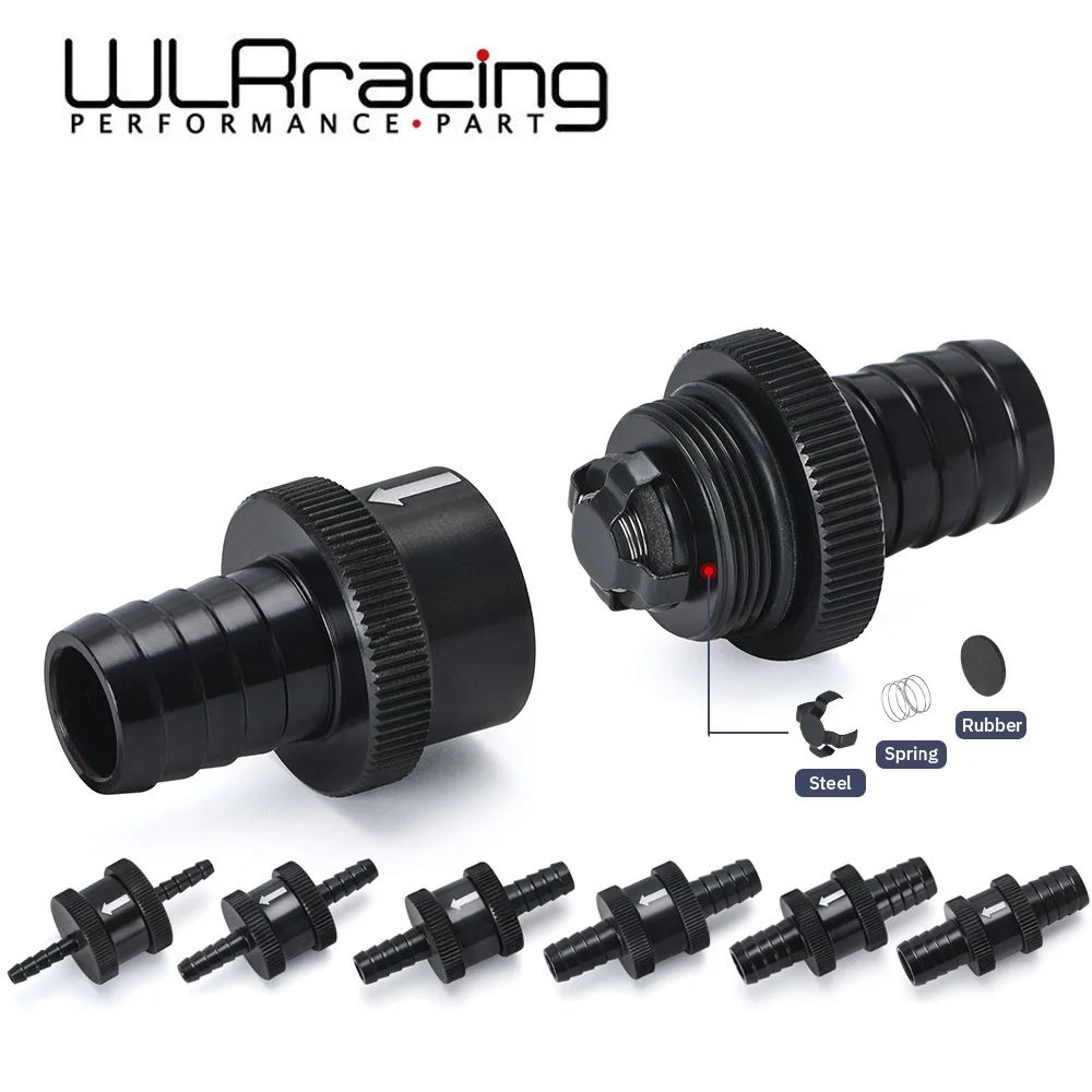 Black 4MM / 6MM / 8MM / 10MM / 12MM / 16MM Non Return One Way Fuel Check Valve Aluminum Alloy Petrol Diesel
