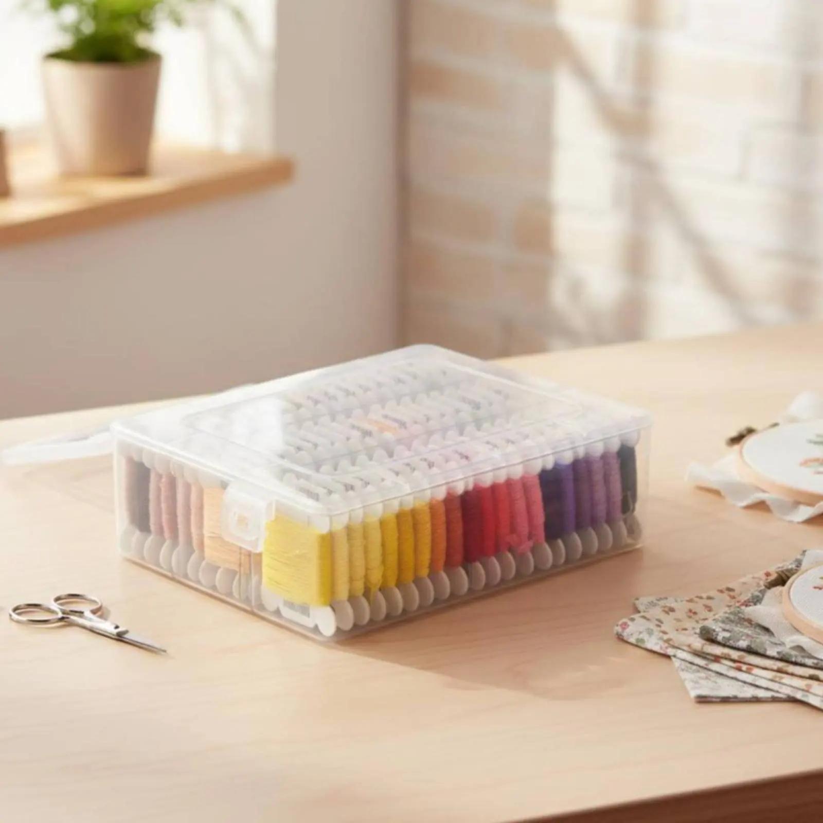 Embroidery Stitching Thread Kit Multi-Color Embroidery Floss Set Thread Organizer Box Includes Storage Container Colored