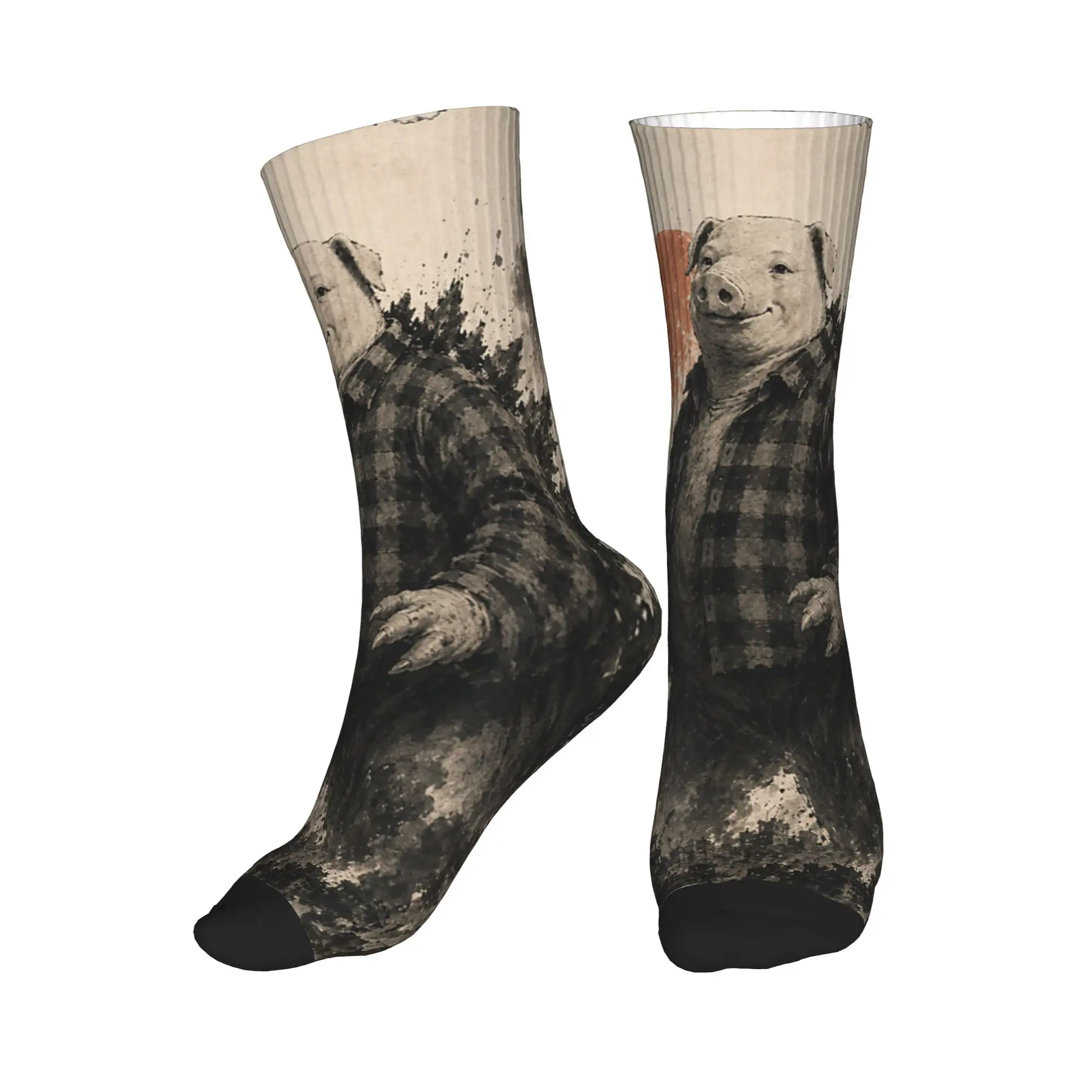 John Pork Japanese Vintage Monster Funny Meme Brainrot Stockings Graphic Korean Socks Autumn Non Slip Socks Men Skateboard Socks