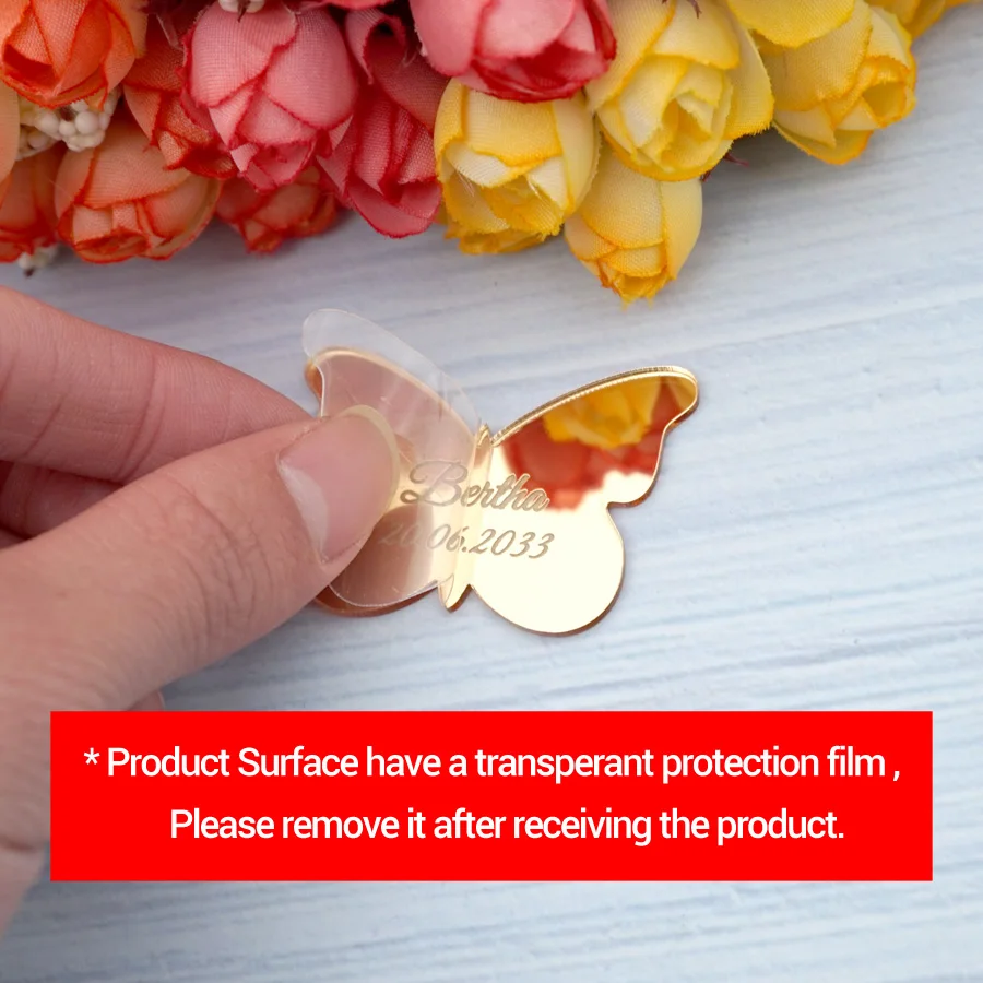 Custom Butterfly Tags Acrylic Engraving Name Cards Personalized Wedding Invitation Card Party Guest Gift Table Decor
