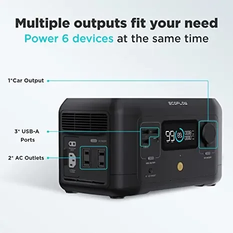 ECO Flow 휴대용 발전소 RIVER 미니 백업 리튬 배터리 야외 캠핑을 위한 고속 충전 태양열 발전기